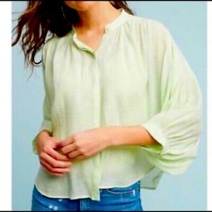 Maeve Bryanna Button Up Blouse Women's Size L Dolman Sleeves Hidden Button Top